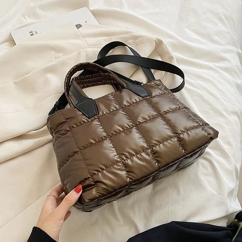 Fashionable Plaid Stitching Shoulder Bag
